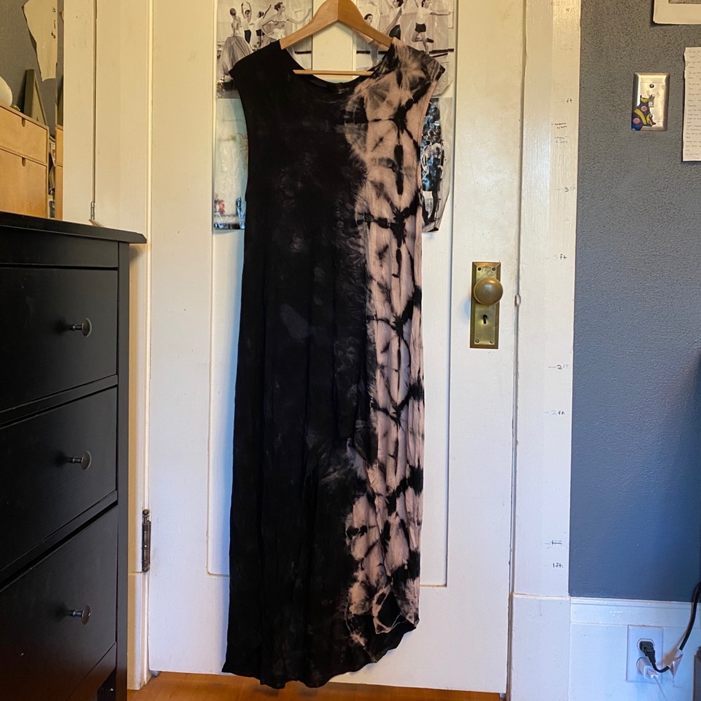 Vintage Asymmetrical Tie Dye Sleeveless Dress
